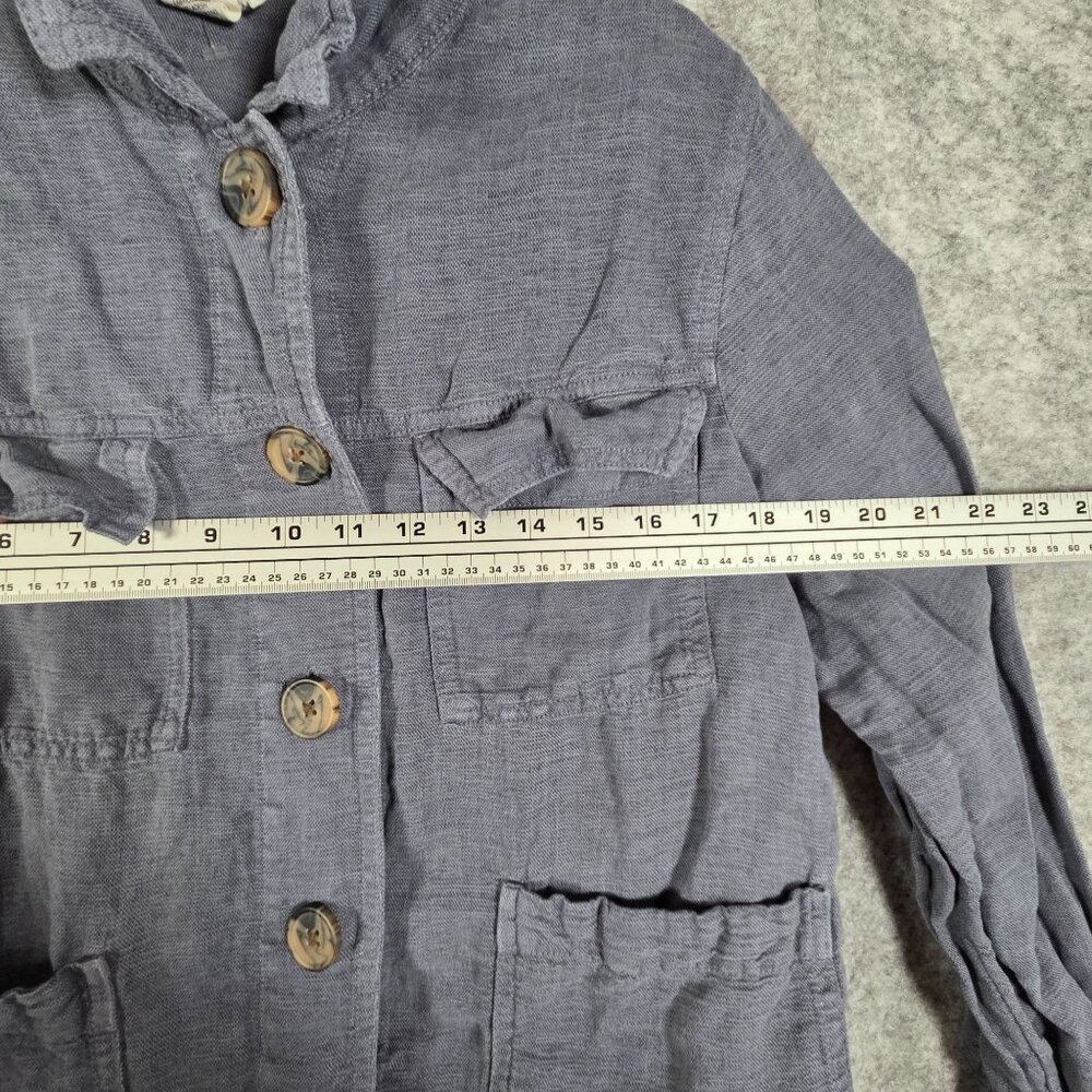 Nicole Miller Linen Cropped Jacket Blue Button Front Lightweight Women's XL Coas - Picture 4 of 9